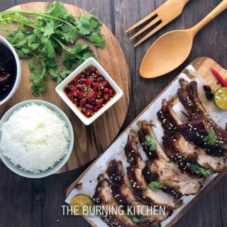 Sticky Chinese Honey Pork Ribs (蜜汁排骨): This may well be the most succulent, melt-in-your-mouth, fall-off-the-bone pork ribs you have ever tasted. The secret lies in first braising the pork ribs for over an hour to tenderise the meat, and then grilling it at high heat briefly to achieve that sticky shiny glaze and smoky aroma!