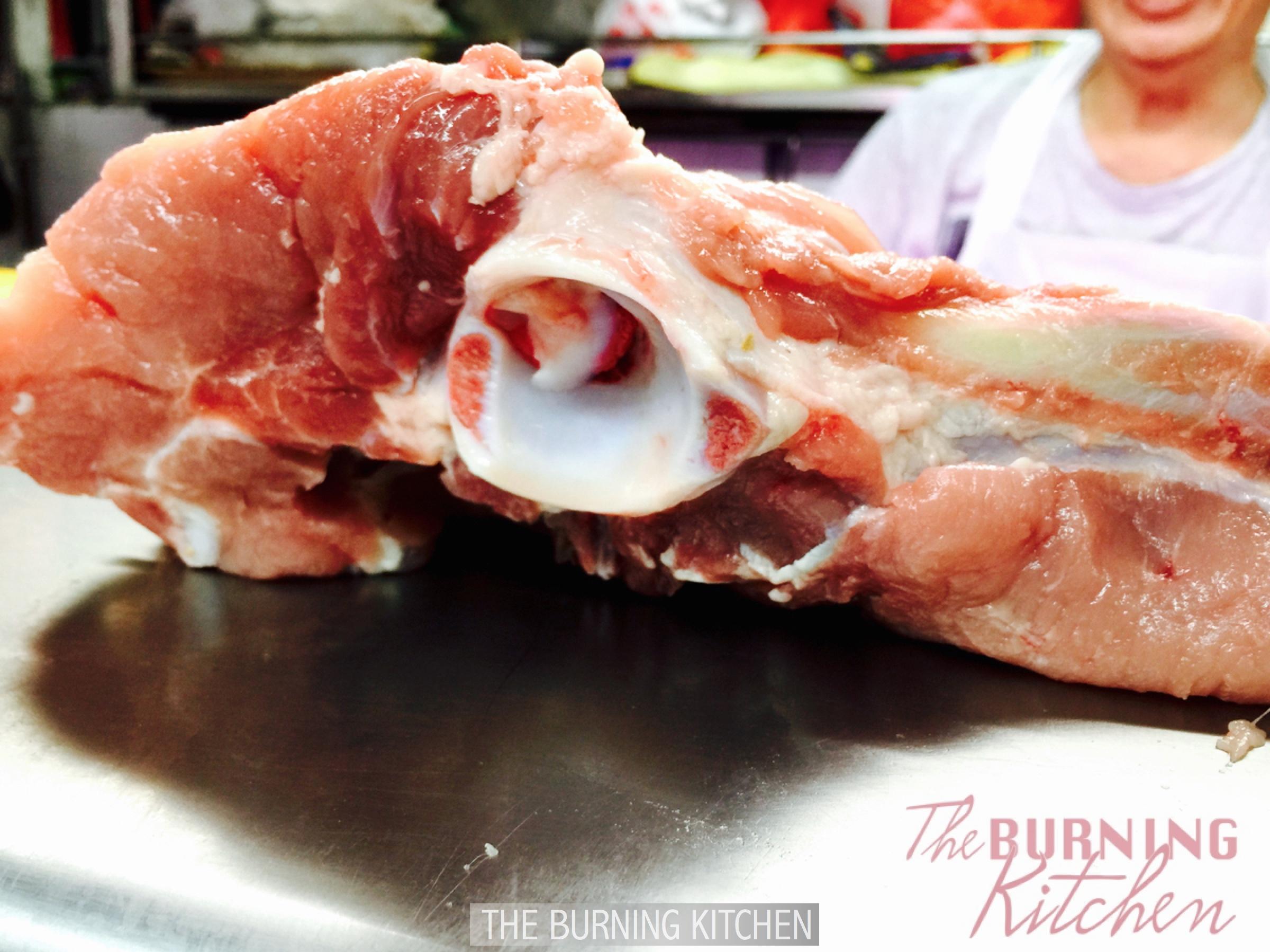 pork part called suo shi gu at wet market