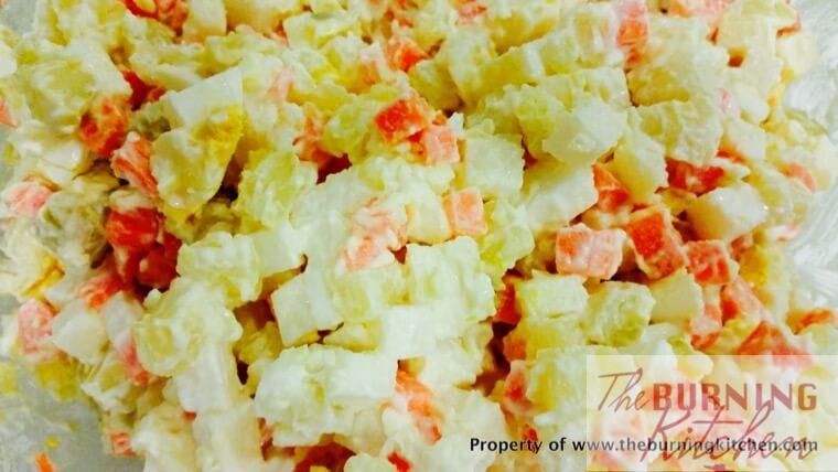 Carrots, turnips and potatoes with mayonnaise sauce